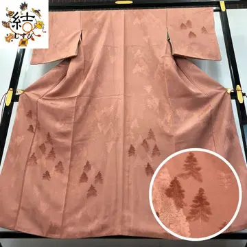 MK-1504 츠케사게 아름다운 나무 무늬 오비 홍색