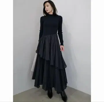 새상품 레어 anuans 불규칙 헴 도킹 니트 원피스 네이비