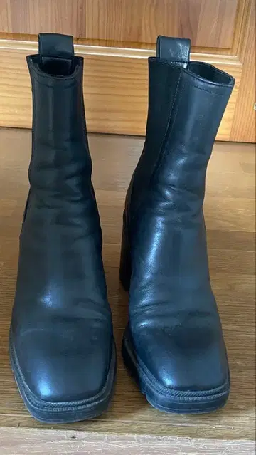 zara 가죽 사이드 고어 부츠 힐 리얼 가죽 39