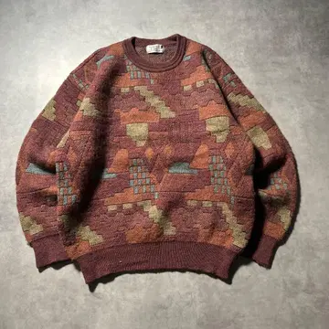 빈티지 올 패턴 기하학 무늬 레트로 아트 패턴 니트 스웨터