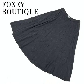 LA8966 폭시 부티크 플리츠 스커트 그레이 롱 울 40