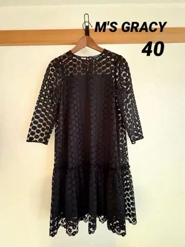 새상품급 M'S GRACY 엠즈 그레이시 레이스 원피스 40 블랙