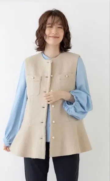 2022AW [ Sono ] 트위드 펄 베스트 베이지 SIZE1