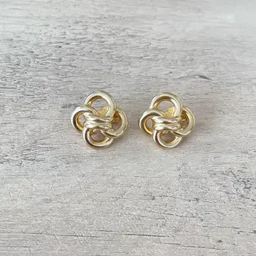 빈티지 귀찌 골드 꽃 클로버 클립