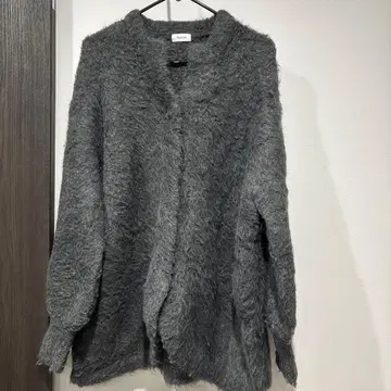 A part by 샤기 롱 키 넥 가디건 그레이