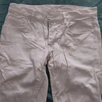 화이트, 도트 무늬 치노 팬츠 스트레이트 핏