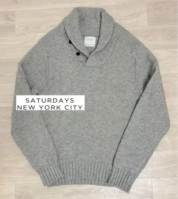 SATURDAYS SURF NYC 100% 울 숄카라 니트 그레이