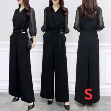 블랙 시스루 소매 팬츠 셋업 S