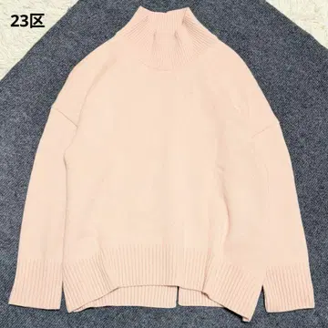 23구 워셔블 울 캐시미어 블렌드 스탠드 니트 파우더리 핑크 M