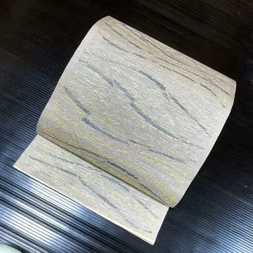 순수 실크 육통 후쿠로 오비 [ 추상 무늬 금 은 ]