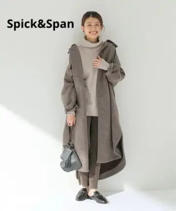 새상품급 인기 Spick&Span W 슬라이버 헤링본 롱 코트
