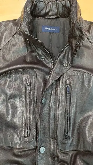 Zegna 다크 브라운 가죽 자켓