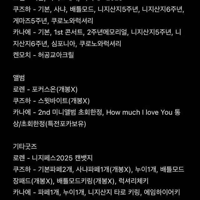 니지산지 로렌 쿠즈하 카나에 아크릴스탠드 12000원,앨범,기타 굿즈