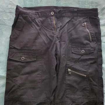 블랙 카고 팬츠 지퍼 4 포켓