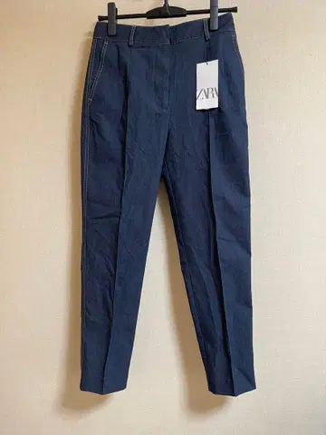 [ 미사용 새상품 ] ZARA 데님풍 네이비 테이퍼드 팬츠 S 사이즈