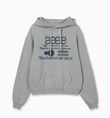 aeae 그레이 프론트 프린트 후드 부착 후드티