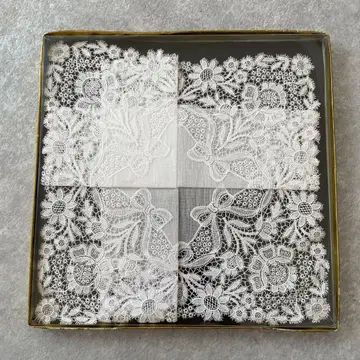 미사용 새상품 니들포인트 레이스 포원 드 가즈 손수건