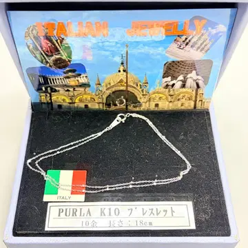 이탈리아제 K10WG 10금 2연 디자인 팔찌 약 18cm 박스 포함