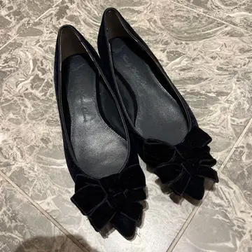 TSURUByMARIKOOIKAWA 벨로아 리본 플랫슈즈 38