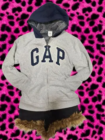갭 Y2K 보아 지퍼 후드티 헤이세이 갸루 그레이 x 네이비 가격 인하