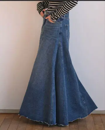 AKTE 데님 플레어 스커트 롱 기장 사이즈 2T