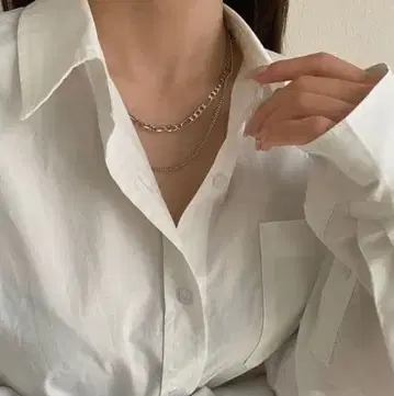 실버 더블 체인 이중 목걸이