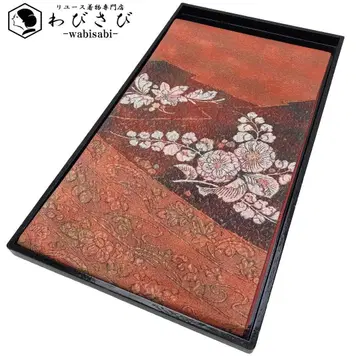 후쿠로 오비 츠지 가 꽃 무늬 부클레 직조 테루가키색 O-5166