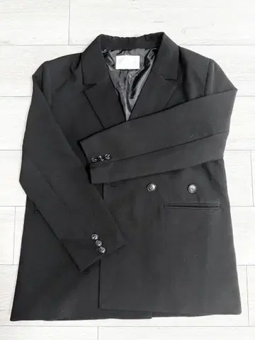 블랙 더블 브레스트 테일러드 자켓