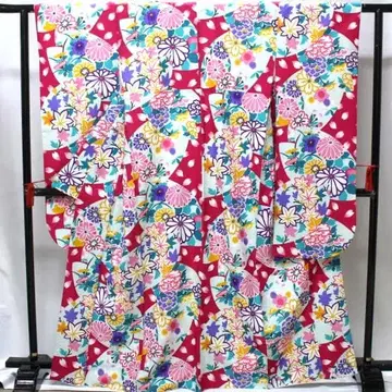 일본제 오카쥬 후리소데 모란 빨간색 계열 성인식 가성비 915