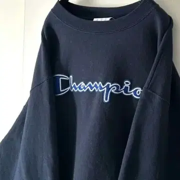 챔피온 로고 자수 맨투맨 트레이닝복 L 네이비 구제 의류 오센틱