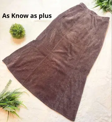 아즈나우아즈 플러스 브라운 스웨이드풍 플레어 스커트 롱 프리 사이즈