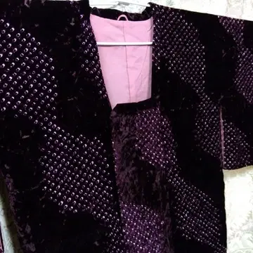 기하학 패턴 벨벳? 겉옷 코트 쥐어짜기 패턴? 두꺼운 원단 감싸는 버튼