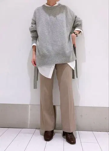 [ LOWRYSFARM ] 스웨터 니트 긴팔 그레이 리본