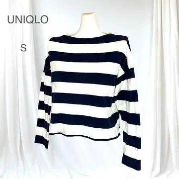 새상품급 유니클로 긴팔 티셔츠 보더 보트넥 면 100% 올 시즌