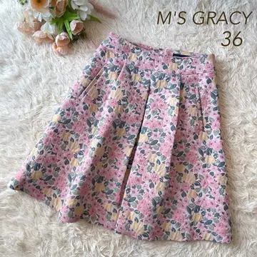 새상품급 M'S GRACY 플라워 모티브 자카드 스커트 핑크 36