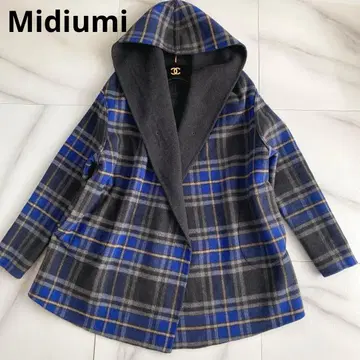 새상품급 midiumi 미디우미 리버서블 울 코트 후드 체크