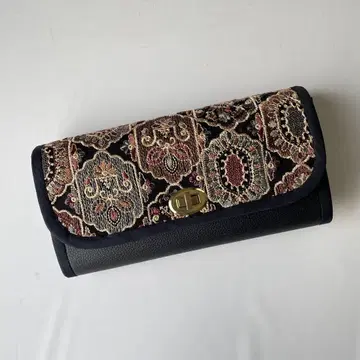 장지갑 인도 자수 튤 블랙과 인조 가죽 핸드메이드