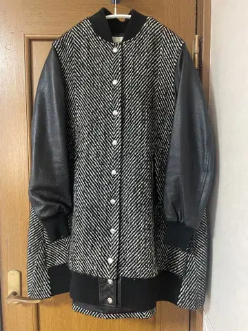 sacai 여성용 울 가죽 콤비 자켓