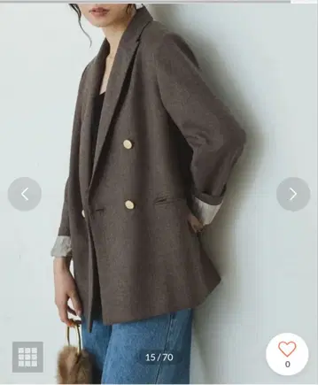 NOBLE 브라운 울 플라넬 자켓 38