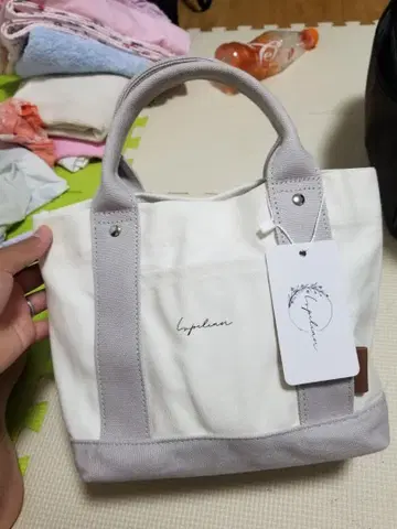 미니 토트백 화이트/그레이