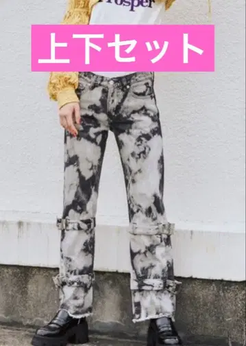 [jouetie] 타이다이 패턴 데님 자켓 팬츠 셋업