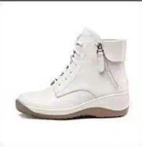 화이트 하이컷 캐주얼 부드러운 소가죽 숏부츠