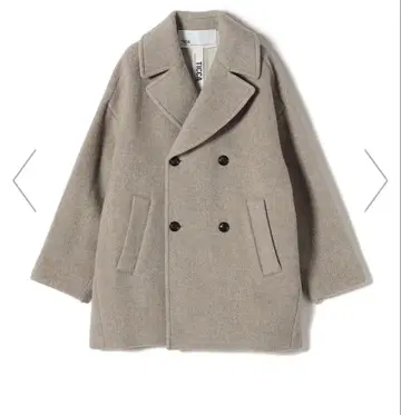 TICCA 울 더블 브레스트 피 코트 그레이