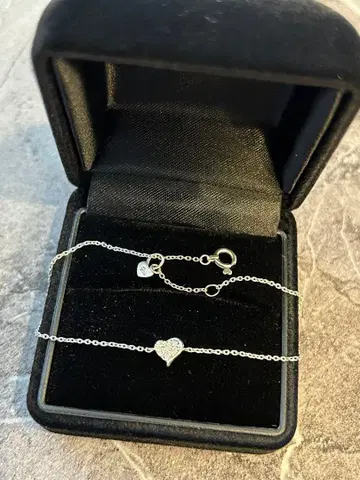 STAR JEWELRY k10 WG 하트 다이아몬드 체인 팔찌