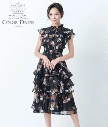 ERUKEI 플라워 프린트 프릴 드레스