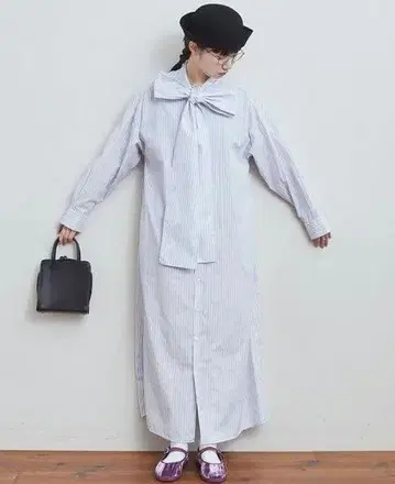 fig London KIKI OP 리본 포함 스트라이프 원피스