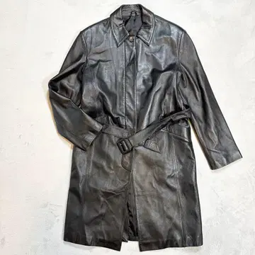 램 가죽 코트 천연 가죽 양가죽 고급 모드 허리 벨트 포함 블랙