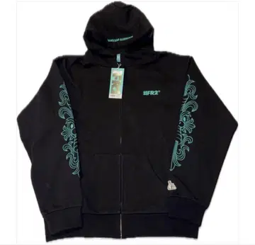 L 블랙 FR2 월도 자수 토끼 지퍼 후디 후드티 오키나와 크롬