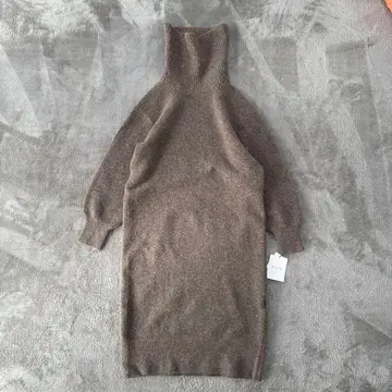 미사용 택 포함! PLST S 사이즈 니트 원피스 하이넥 카멜 혼방