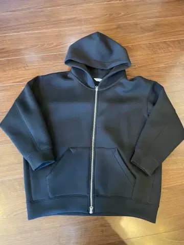 블랙 풀 집업 후드 부착 후드티